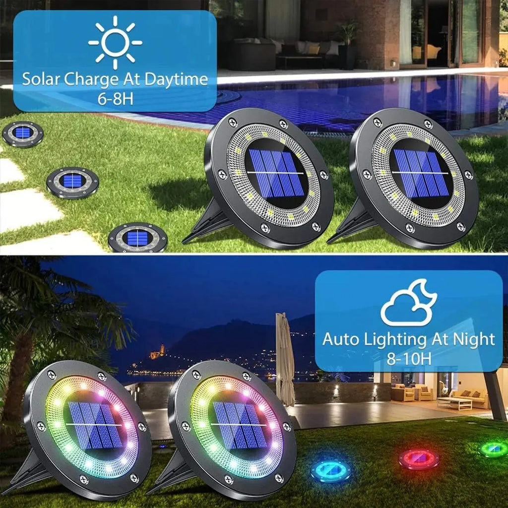 Solar Ground Lights Outdoor 12LED Solar Lights Waterproof Solar Garden Lights for Pathway Yard Halloween Christmas Decorations