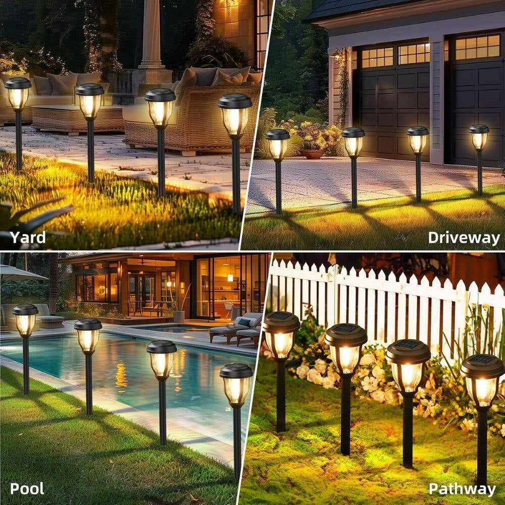 12-Pack Solar Lights Outdoor, Pathway Lights Auto On/Off Waterproof Garden Landscape Lighting