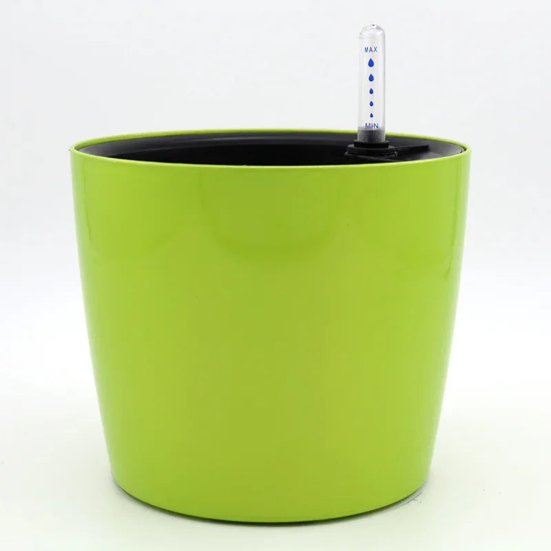 Self Watering Planter White Flower Pot with Water Level Indicator Self Watering Plant Pot Modern Decorative Bonsai Pot