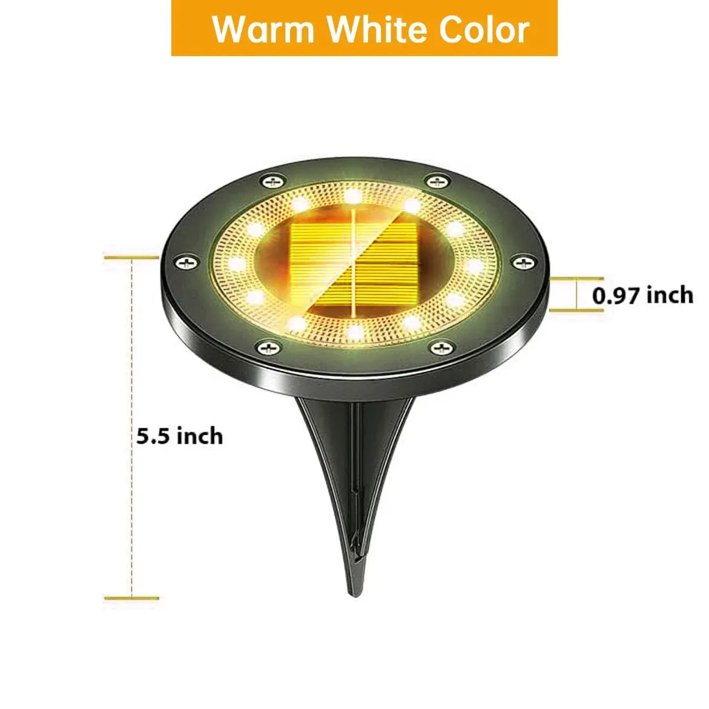 Solar Ground Lights Outdoor 12LED Solar Lights Waterproof Solar Garden Lights for Pathway Yard Halloween Christmas Decorations