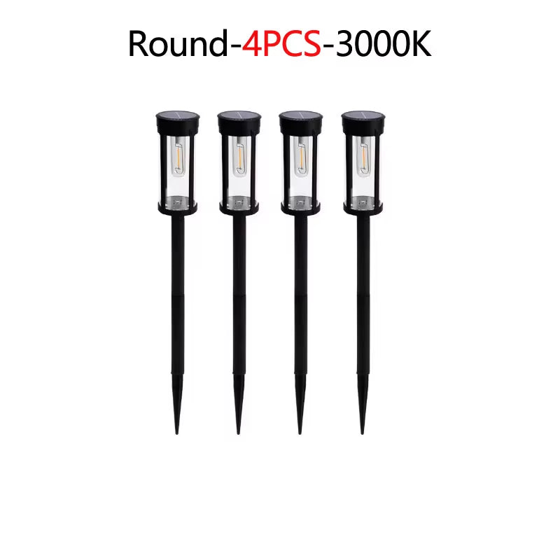 2/4/6Pcs Retro Solar Pathway Warm Lights Outdoor Waterproof Garden Incandescent Bulb for Walkway Yard Backyard Landscape Decor