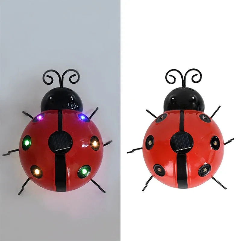 Outdoor Solar Ladybug Lamp Waterproof Garden Statue Wall Hanging Light Powered Light for Garden Outdoor Decetion LED Solar Lamp