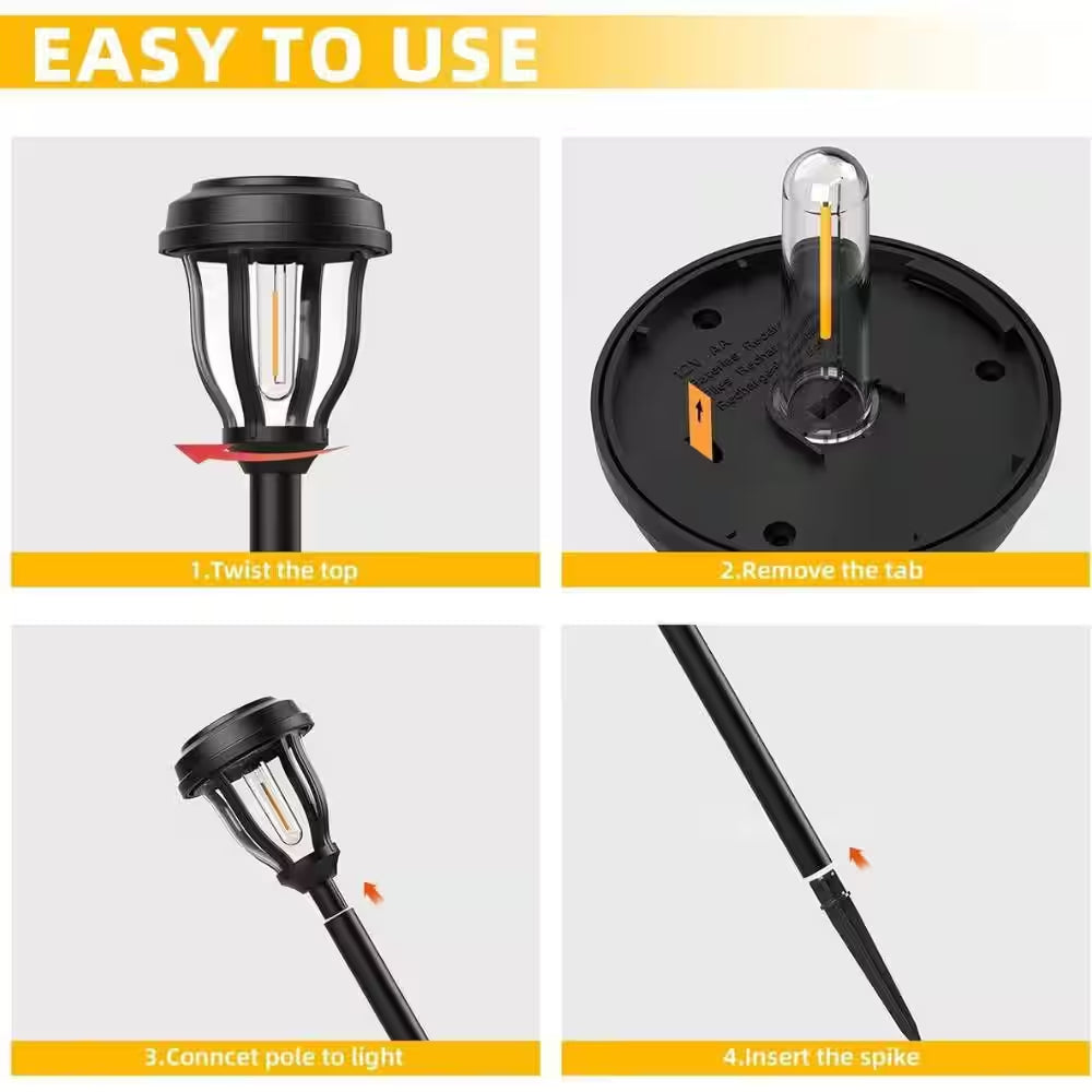 12-Pack Solar Lights Outdoor, Pathway Lights Auto On/Off Waterproof Garden Landscape Lighting