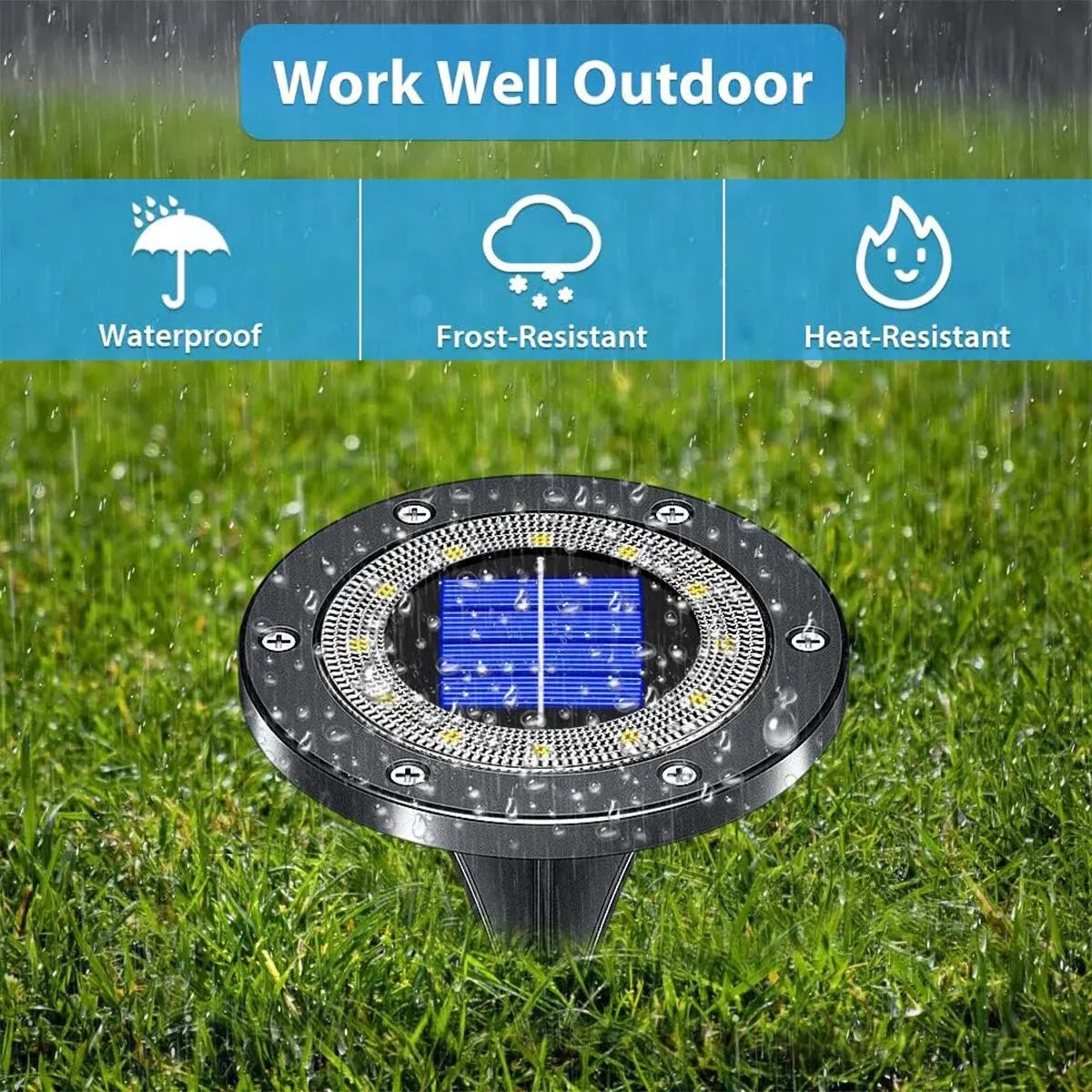 Solar Ground Lights Outdoor 12LED Solar Lights Waterproof Solar Garden Lights for Pathway Yard Halloween Christmas Decorations