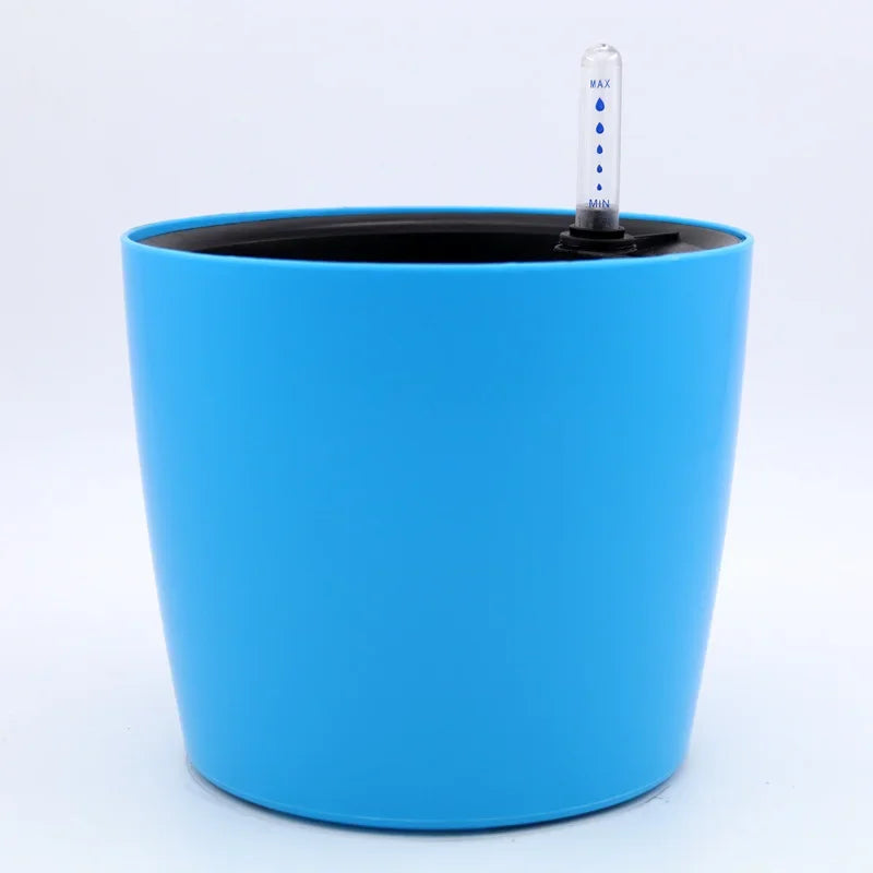 Self Watering Planter White Flower Pot with Water Level Indicator Self Watering Plant Pot Modern Decorative Bonsai Pot