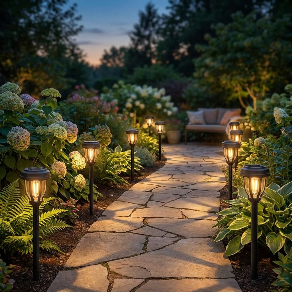 12-Pack Solar Pathway Lights Outdoor – Waterproof Auto On/Off Garden Lights